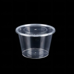 盛博恒业 一次性碗筷圆形加厚透明餐盒塑料带盖450ml (1*450个/箱)